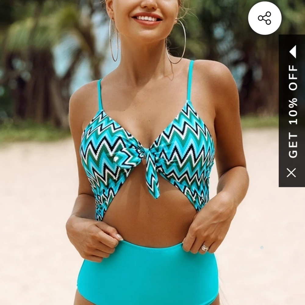 Cupshe Aqua Cutout Knotted One-Piece Swimsuit